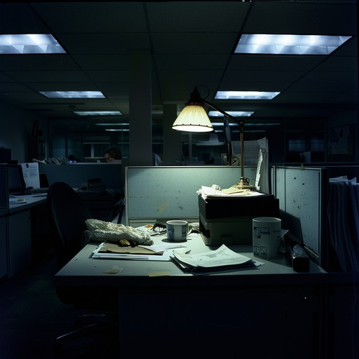 A late-afternoon office with the lights still on